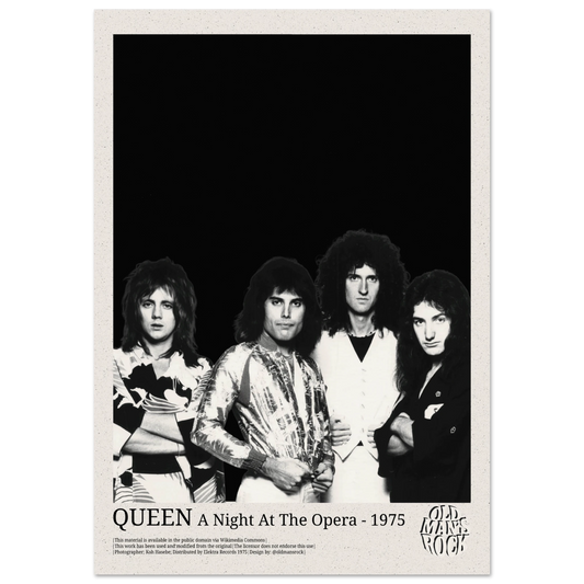 Poster of the band Queen taken in 1975