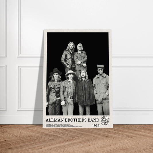 Portrait poster of The Allman Brothers Band posing in 1969