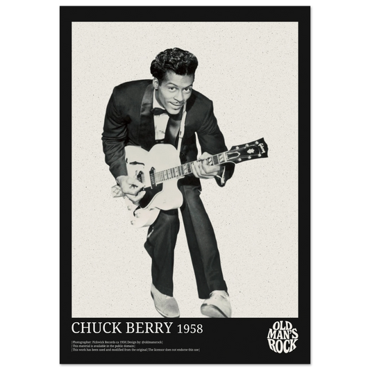 Poster of blues and rock n roll legend Chuck Berry taken in 1958