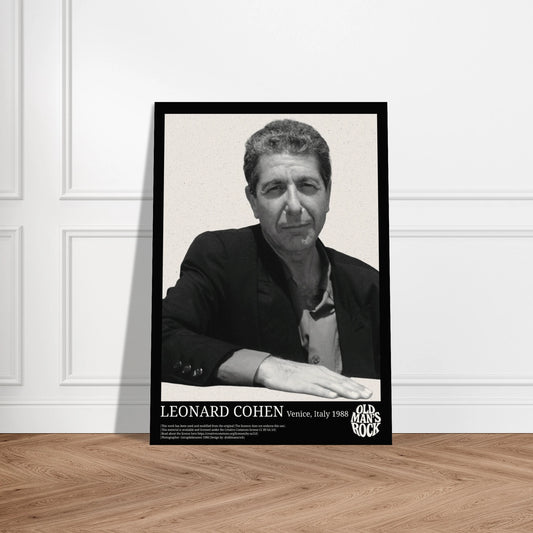 Portrait poster of Leonard Cohen in Italy 1988