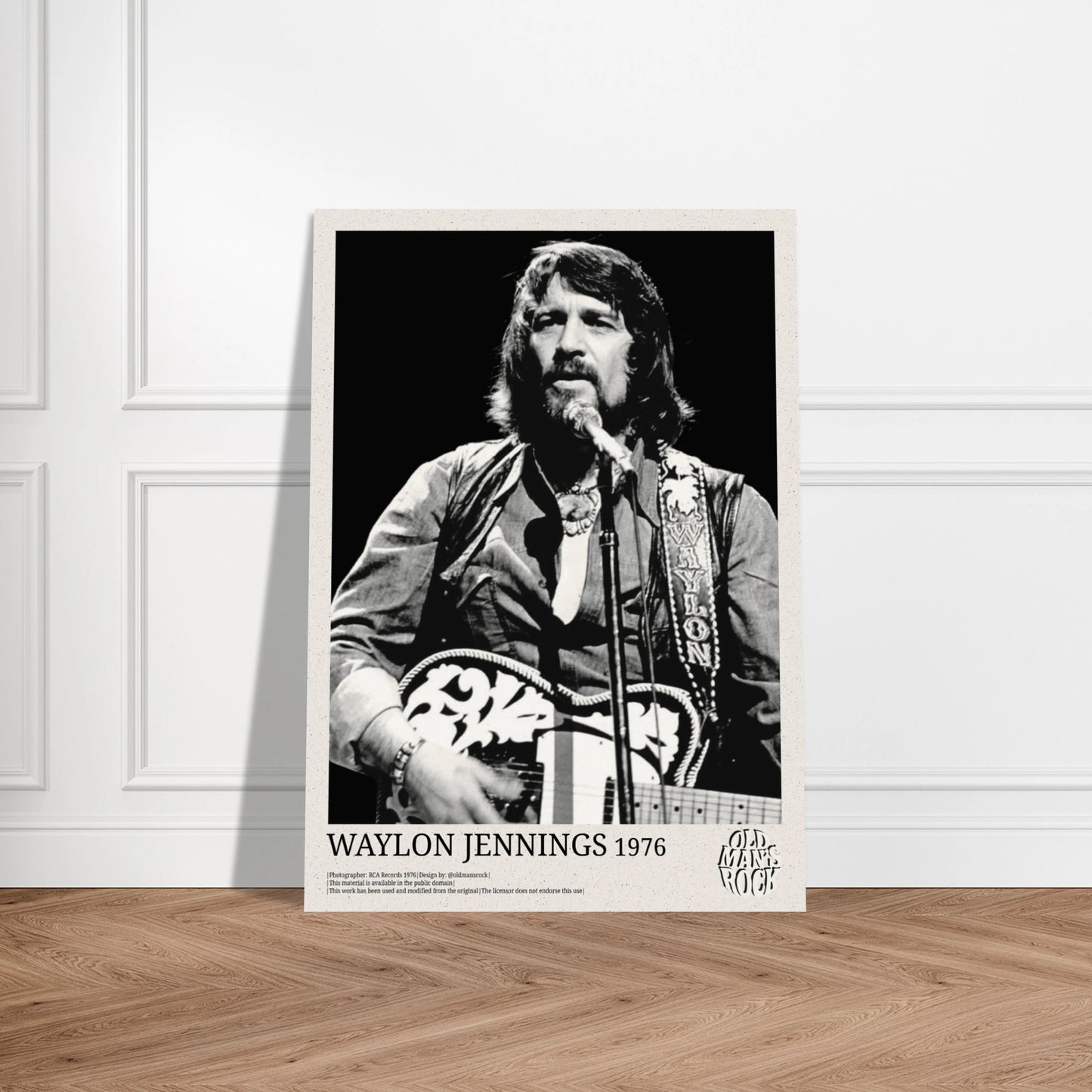 Portrait poster of Waylon Jennings in concert 1976. 