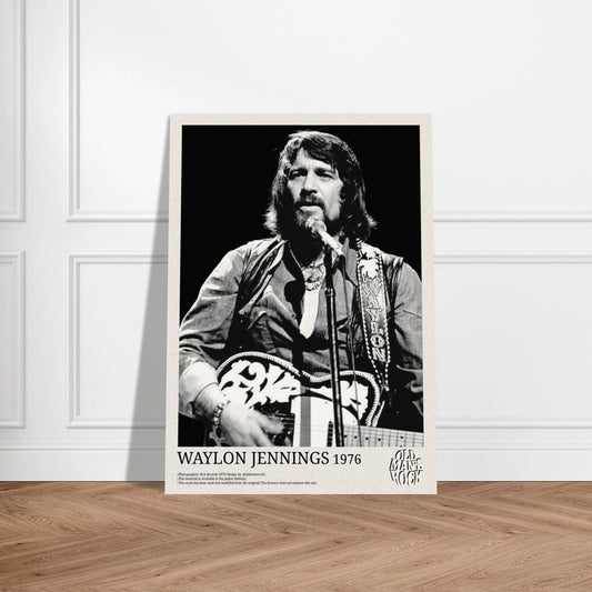 Portrait poster of Waylon Jennings in concert 1976. 